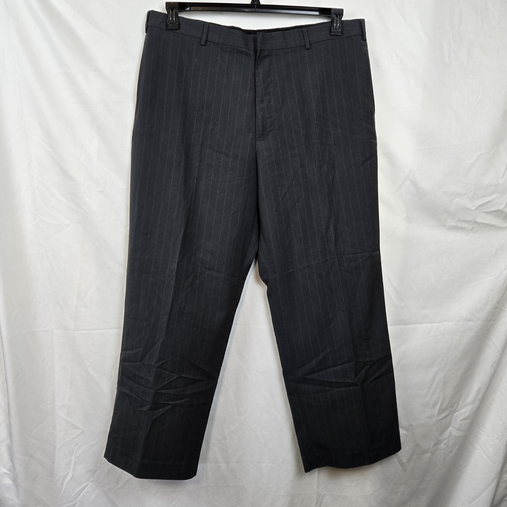 Perry Ellis Men Y2K Dark Gray Pinstripe Career Dressy Business Pants 40 x 30 Vtg